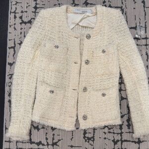 IRO Colley Knit Tweed Jacket Ivory Size 36